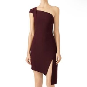 AQ/AQ Plum Candice Asymmetrical Criss Cross Strap Mini Dress
